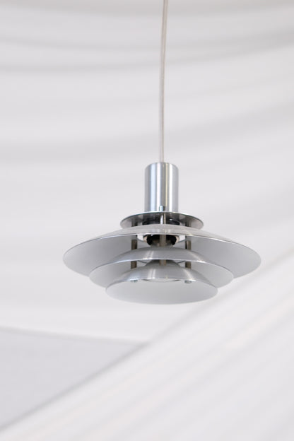 Small Vintage Danish Chrome Pendant Lamps 1970s