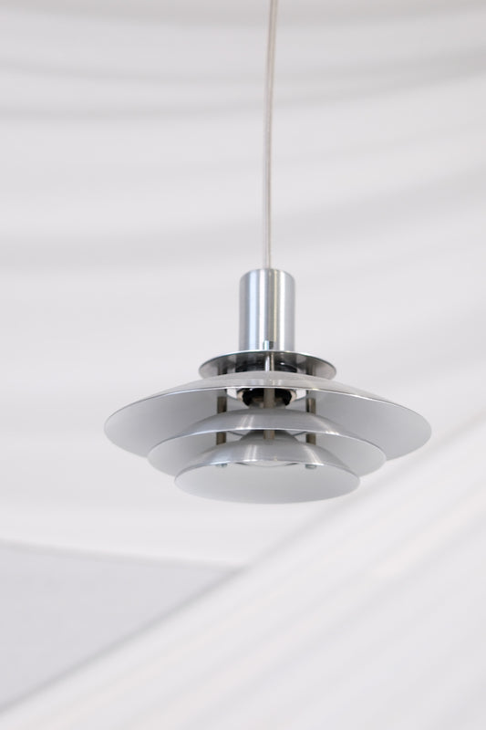 Small Vintage Danish Chrome Pendant Lamps 1970s