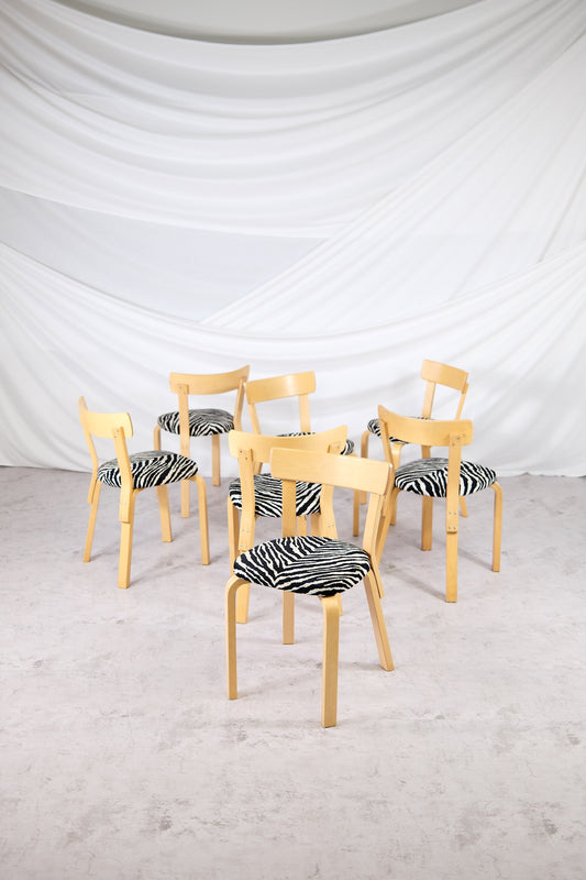 Alvar Aalto Stool E60 with Red Upholstery by Artek