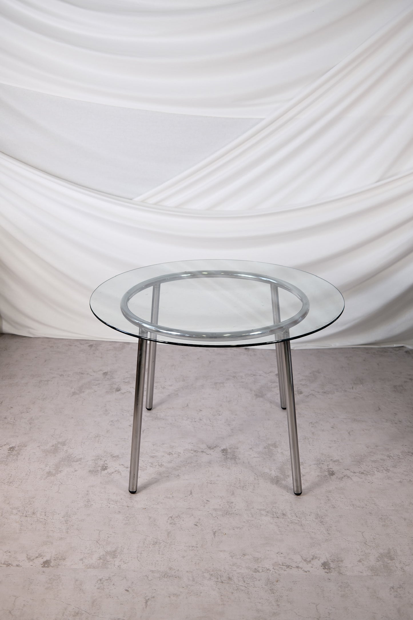 Vintage Glass Table with Chrome Legs