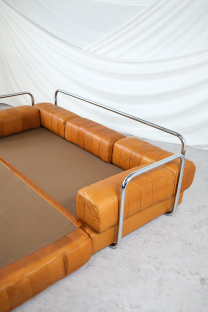 Rare Vintage De Sede Brown Leather Daybed Sofa Bed