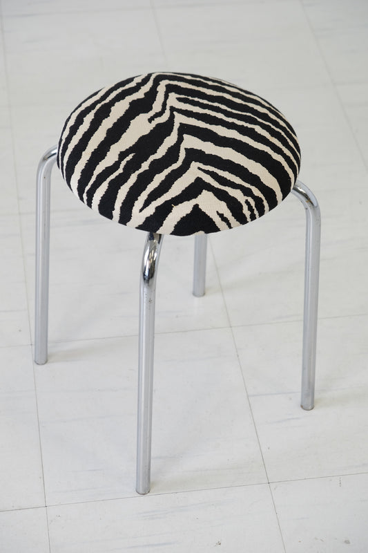 Vintage Chrome Zebra Stools