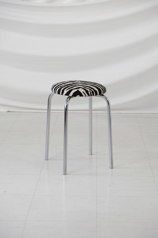Vintage Chrome Zebra Stools