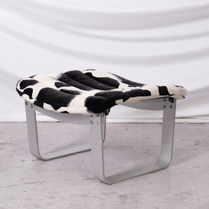 Ilmari Lappalainen Pulkka Lounge Chair with Ottoman – Cowhide Print Canvas