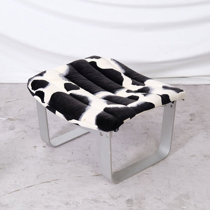 Ilmari Lappalainen Pulkka Lounge Chair with Ottoman – Cowhide Print Canvas