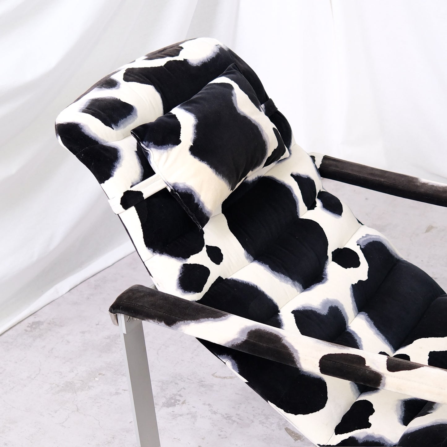 Ilmari Lappalainen Pulkka Lounge Chair with Ottoman – Cowhide Print Canvas
