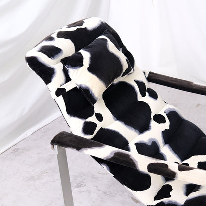 Ilmari Lappalainen Pulkka Lounge Chair with Ottoman – Cowhide Print Canvas