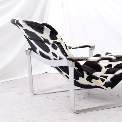 Ilmari Lappalainen Pulkka Lounge Chair with Ottoman – Cowhide Print Canvas