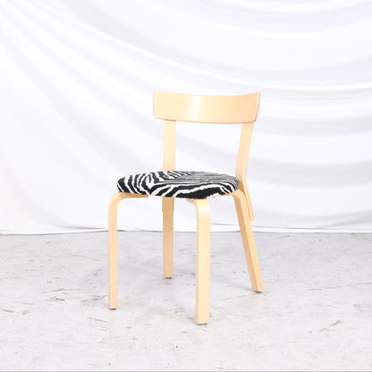 Artek 69 Chairs with Zebra Upholstery