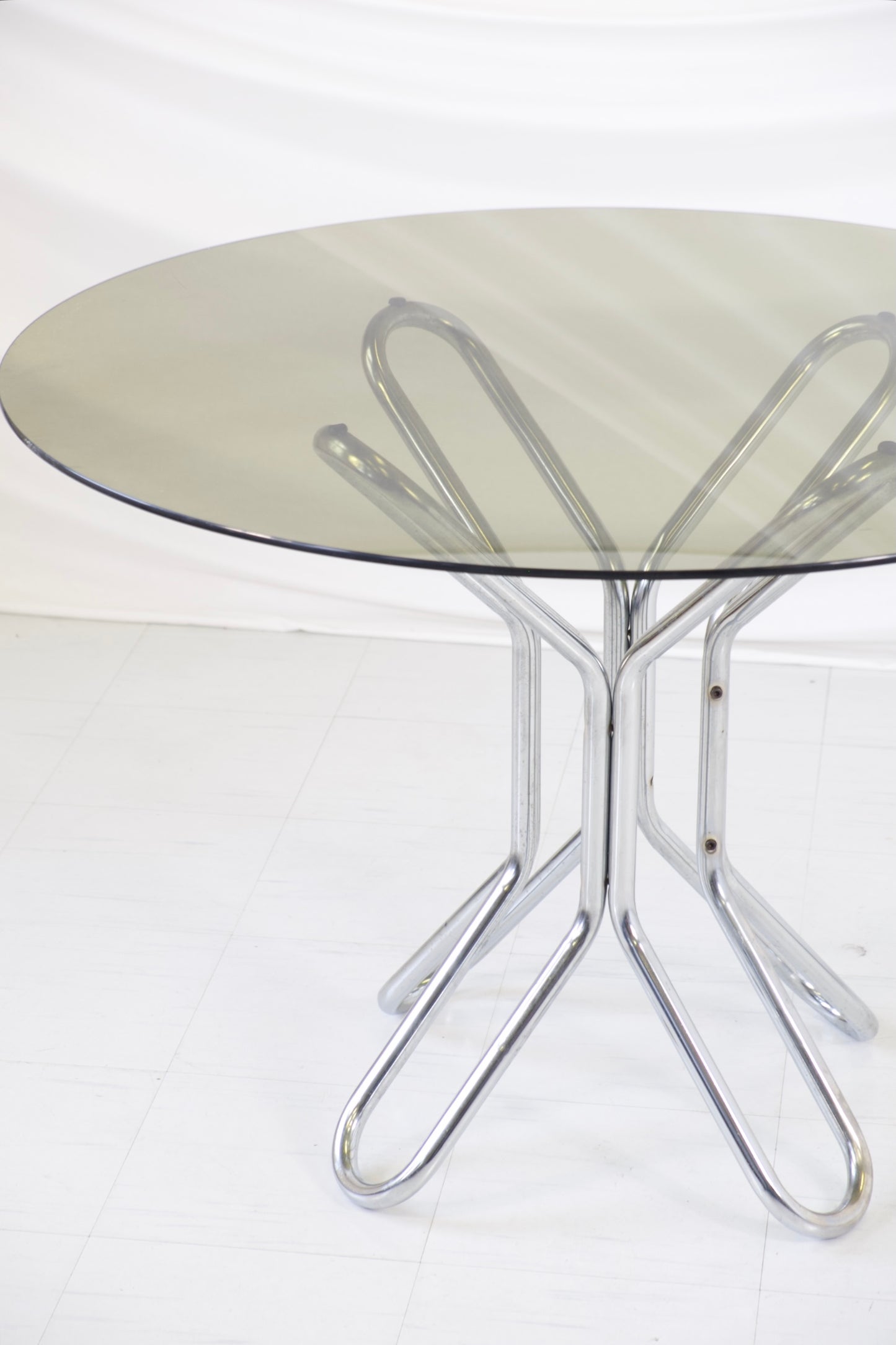 Vintage Chrome and Glass Dining Table