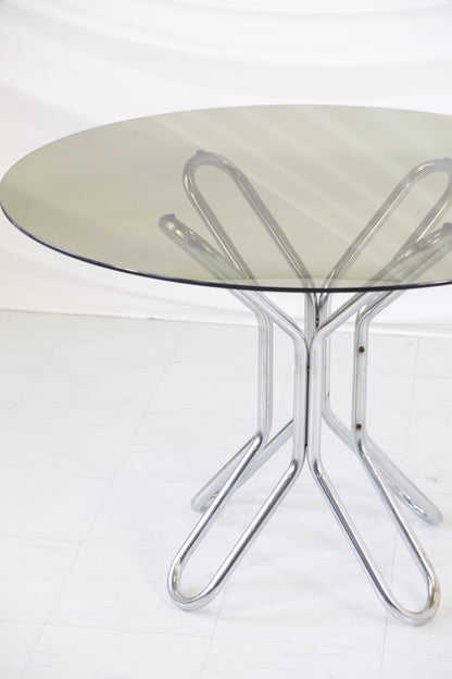Vintage Chrome and Glass Dining Table
