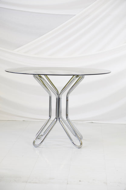 Vintage Chrome and Glass Dining Table