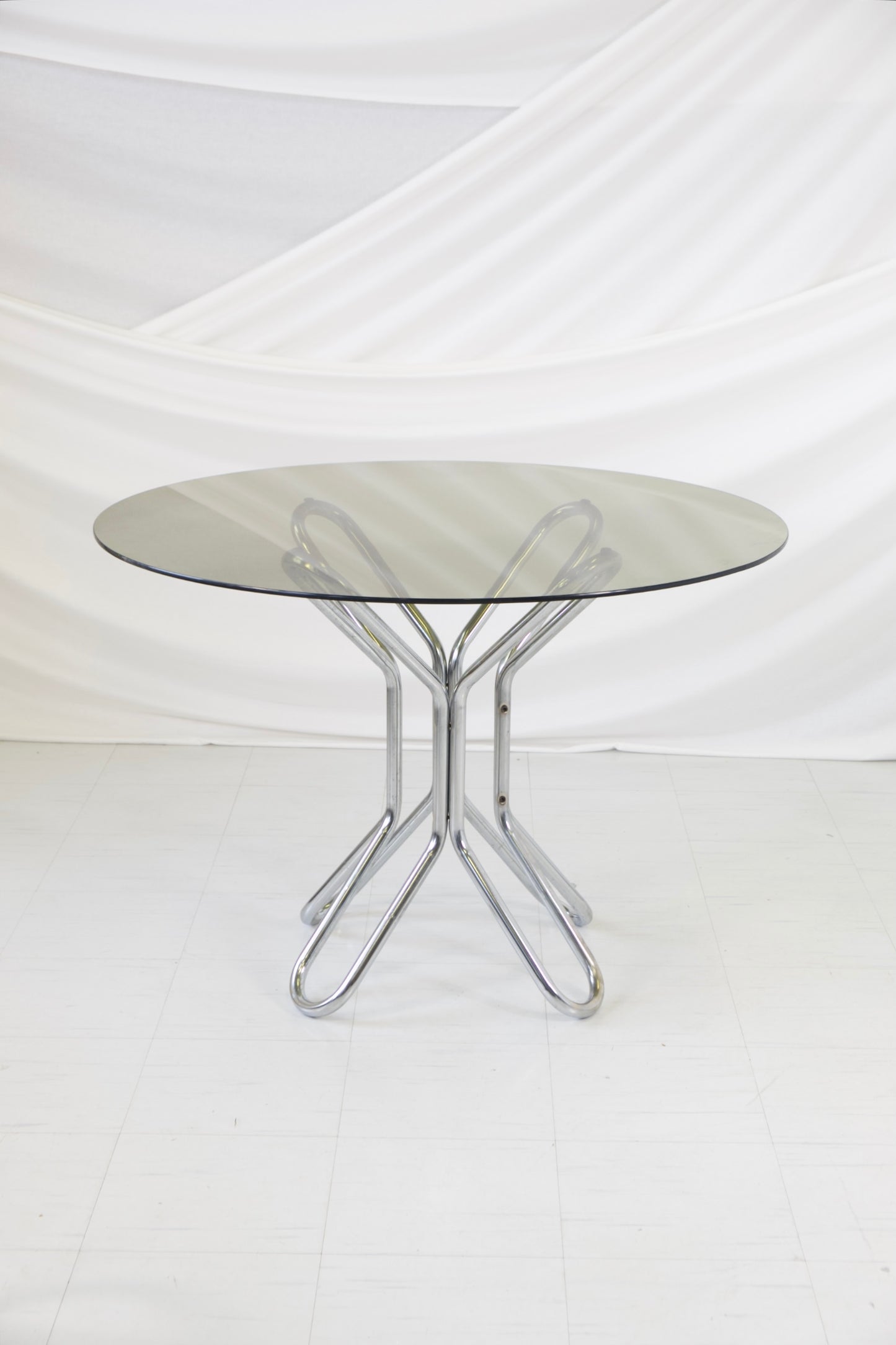 Vintage Chrome and Glass Dining Table