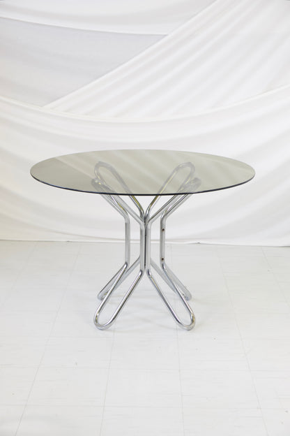 Vintage Chrome and Glass Dining Table