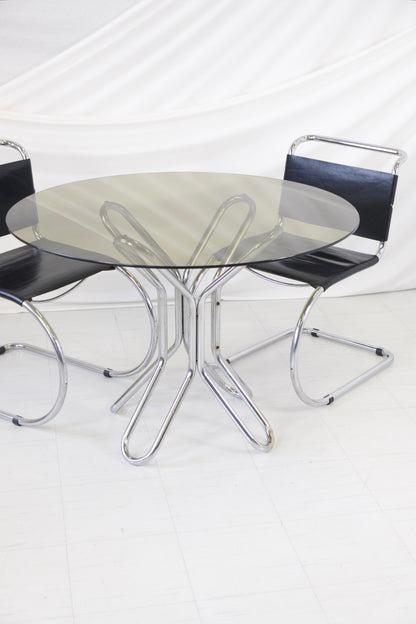 Vintage Chrome and Glass Dining Table