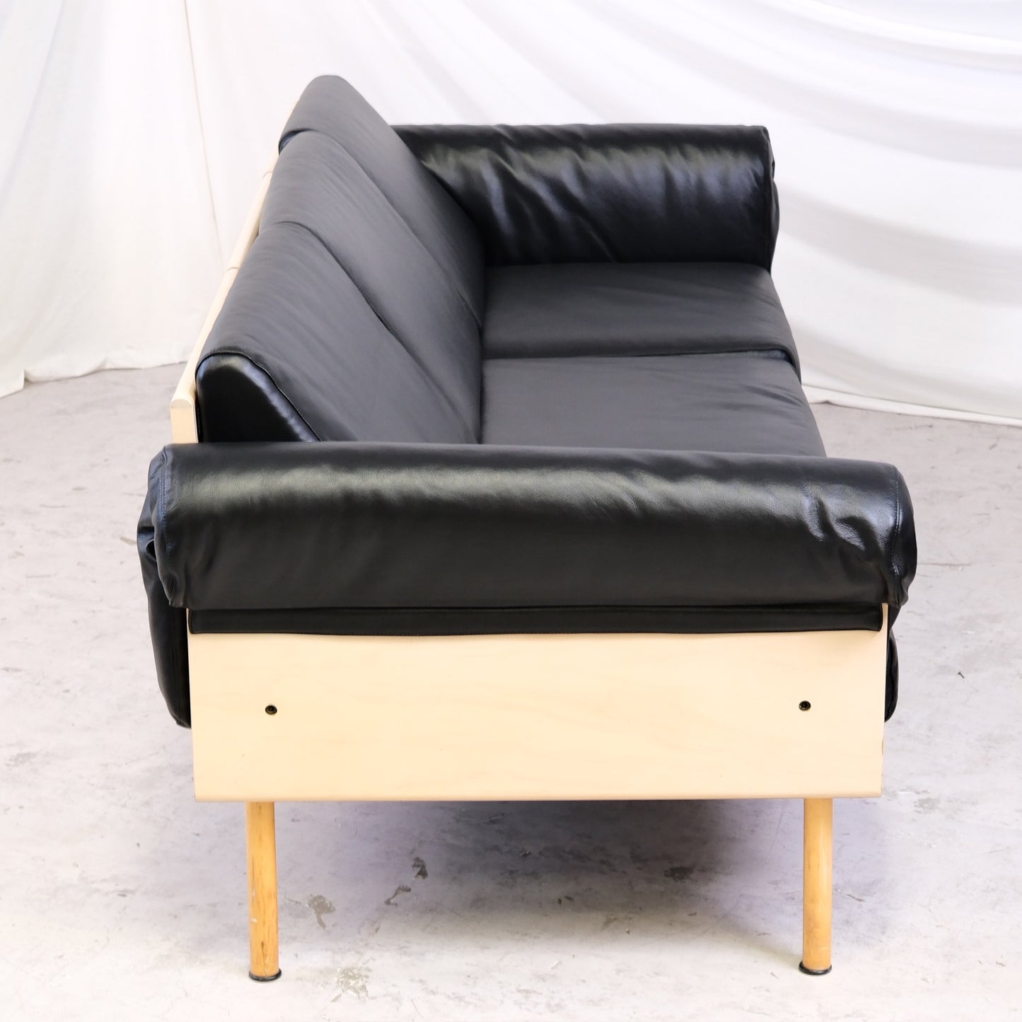 Yrjö Kukkapuro Ateljee 3-Seater Sofa for Avarte in Black Leather