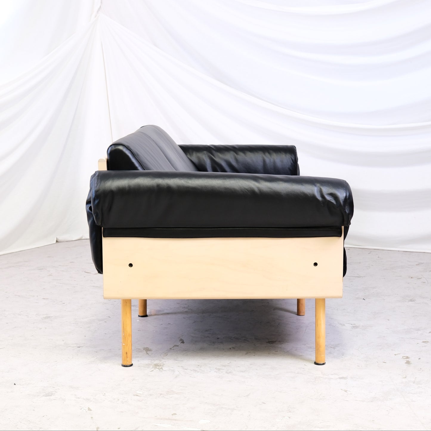 Yrjö Kukkapuro Ateljee 3-Seater Sofa for Avarte in Black Leather