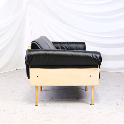 Yrjö Kukkapuro Ateljee 3-Seater Sofa for Avarte in Black Leather