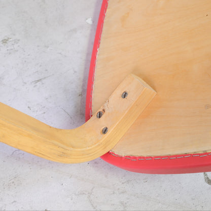 Alvar Aalto Chair 69 with Red Upholstery by Artek