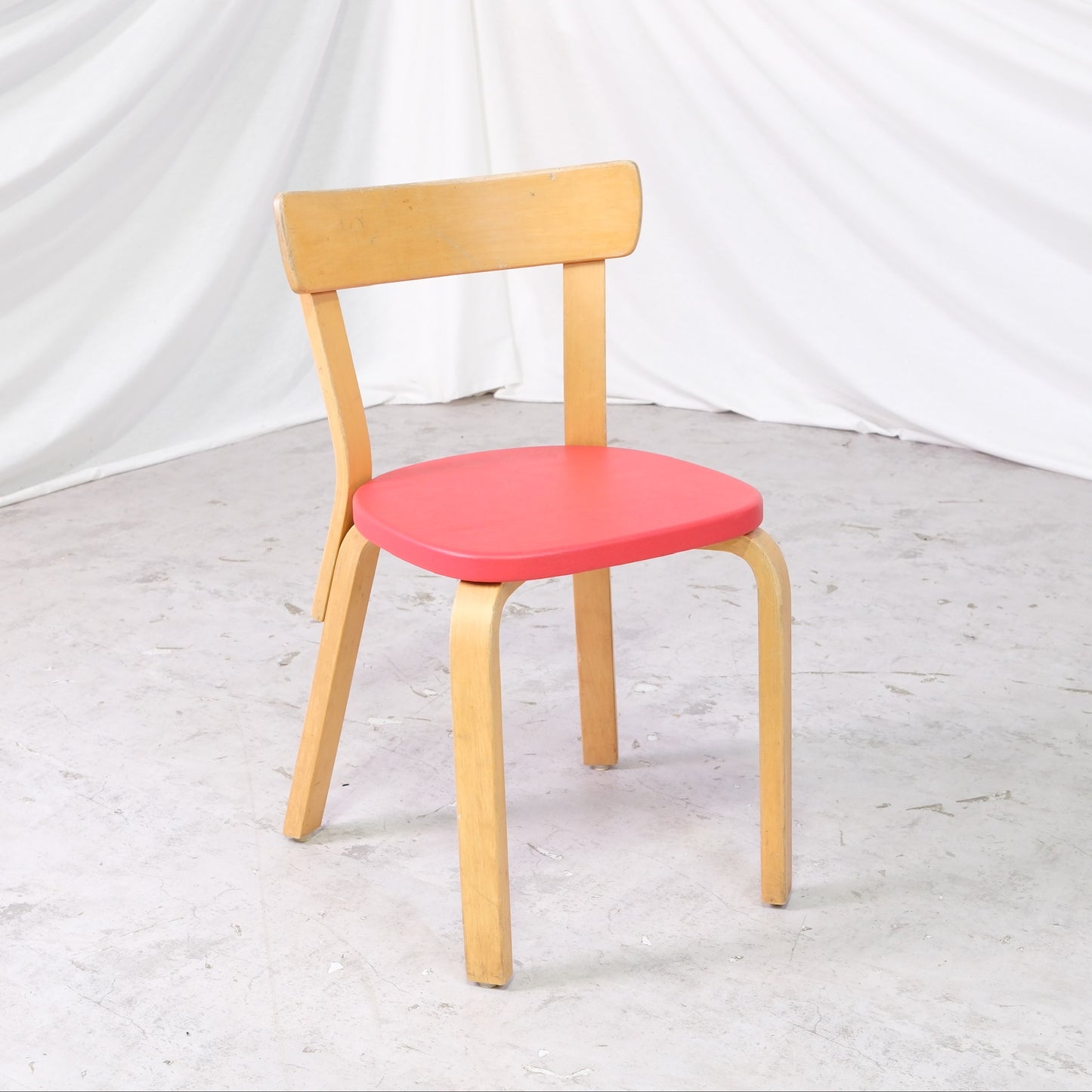 Alvar Aalto Chair 69 with Red Upholstery by Artek