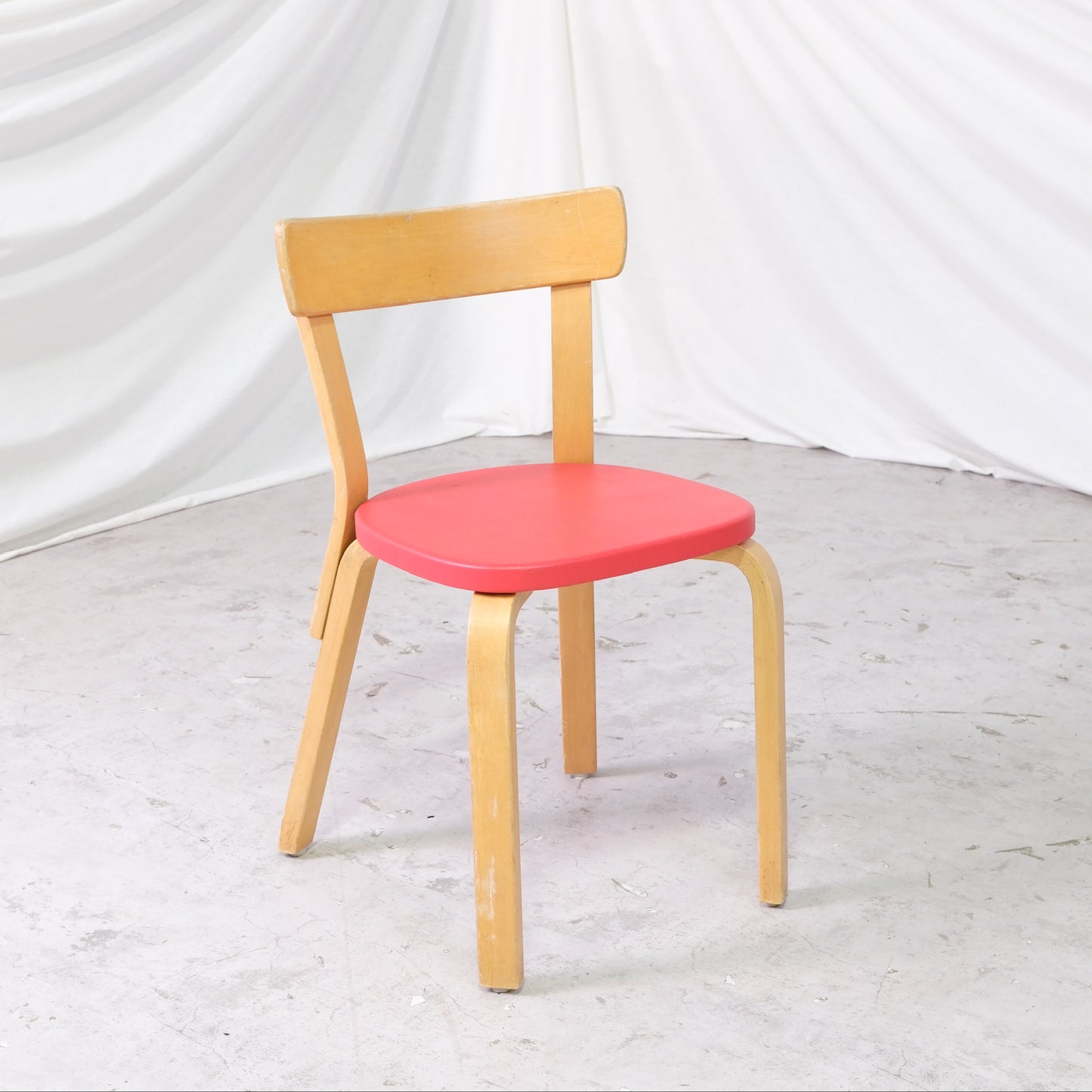 Alvar Aalto Chair 69 with Red Upholstery by Artek
