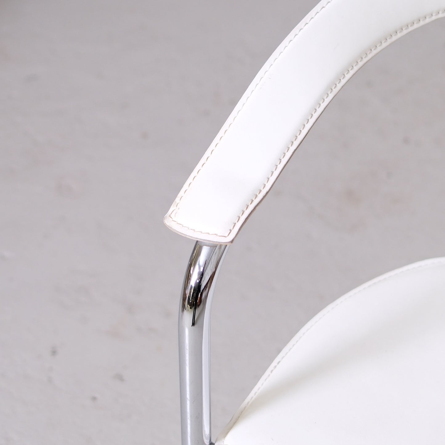 Vintage Italian Chrome and White Leather Dining Chairs