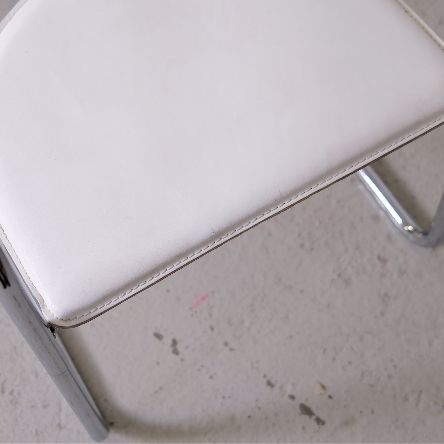 Vintage Italian Chrome and White Leather Dining Chairs