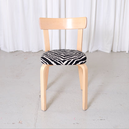 Alvar Aalto Artek Chair 69 in Birch with Zebra Upholstery