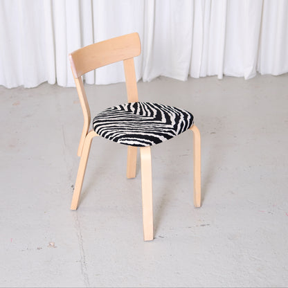 Alvar Aalto Artek Chair 69 in Birch with Zebra Upholstery