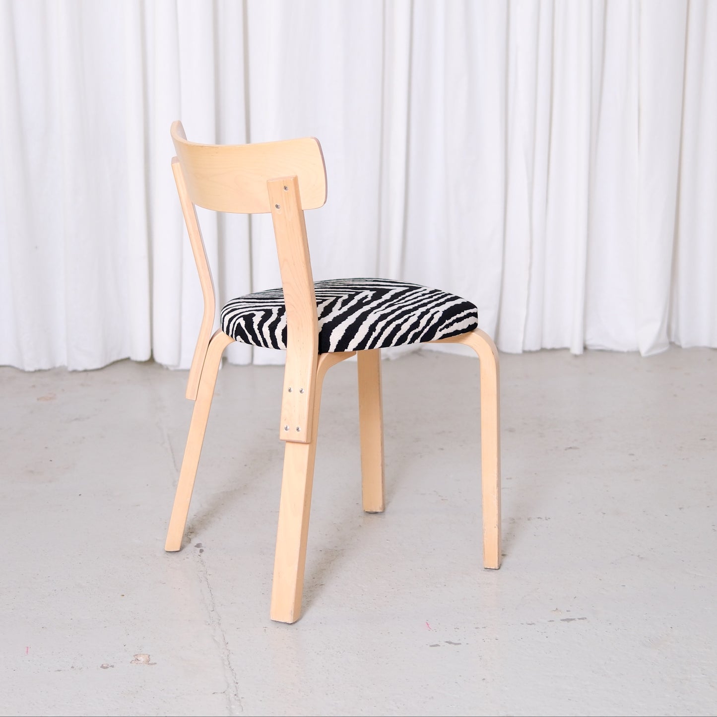 Alvar Aalto Artek Chair 69 in Birch with Zebra Upholstery