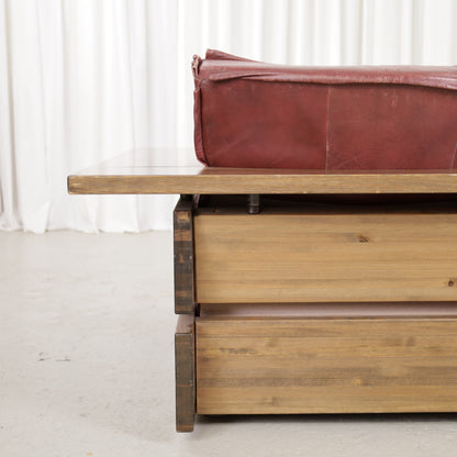 Pinus sofa pine back frame and brass spacer detail