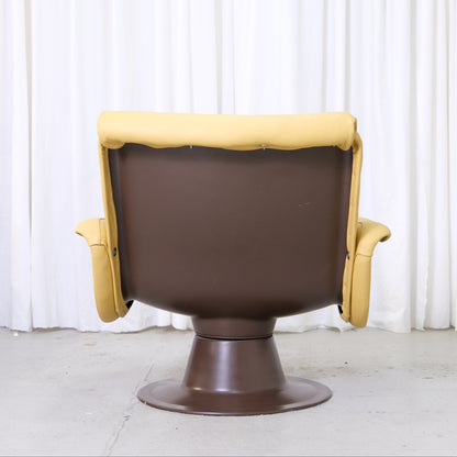 Vintage Yrjö Kukkapuro Saturnus Lounge Chair in Yellow Leather