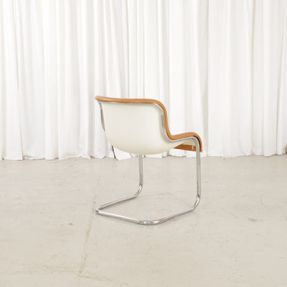 Asko Elefantti chair with cream shell and chrome cantilever base, rear view