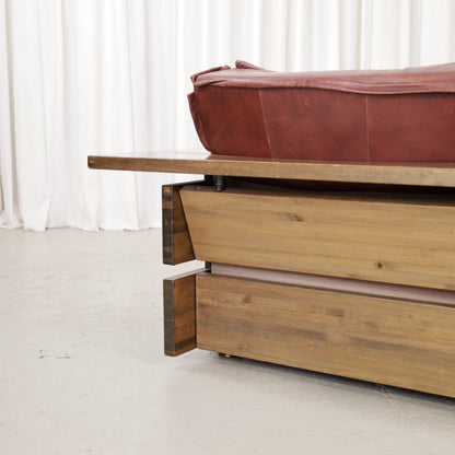 Pinus sofa rear corner and leather cushion detail