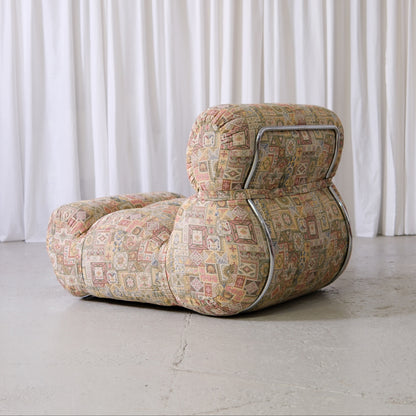 Italian Modular Lounge Chair in Patterned Fabric