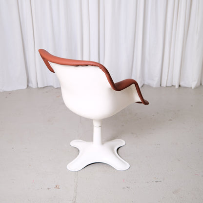 Yrjö Kukkapuro Junior Swivel Chairs in Brown Leather