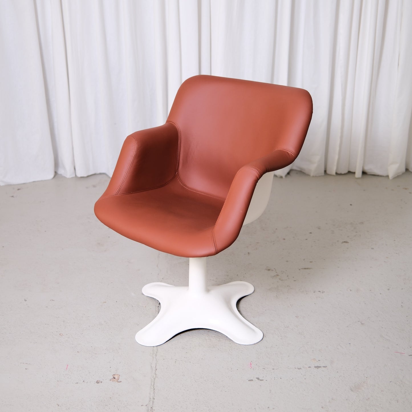 Yrjö Kukkapuro Junior Swivel Chairs in Brown Leather