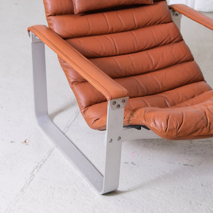 Ilmari Lappalainen Pulkka Lounge Chair in Brown Leather - Asko 1970s
