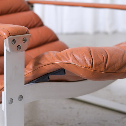 Ilmari Lappalainen Pulkka Lounge Chair in Brown Leather - Asko 1970s