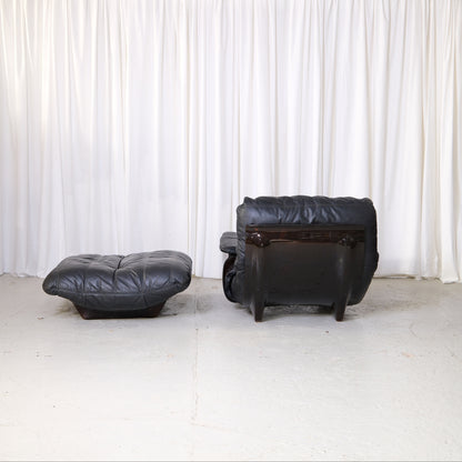 Rear view of Marsala lounge chair with matching ottoman