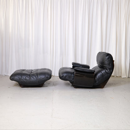 Marsala lounge chair and matching ottoman, side view