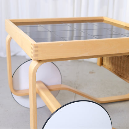 Artek 900 Tea Trolley with Black Ceramic Tiles