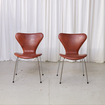 Fritz Hansen Series 7 Chair in Cognac Leather