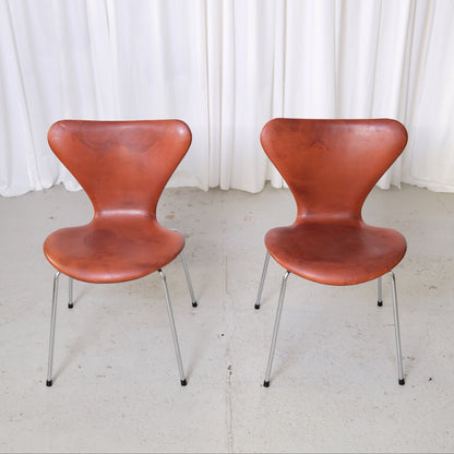 Fritz Hansen Series 7 Chair in Cognac Leather
