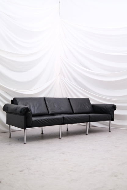 Yrjö Kukkapuro ‘Ateljee’ 3-Seater Sofa in Black Leather - Pino Interiors