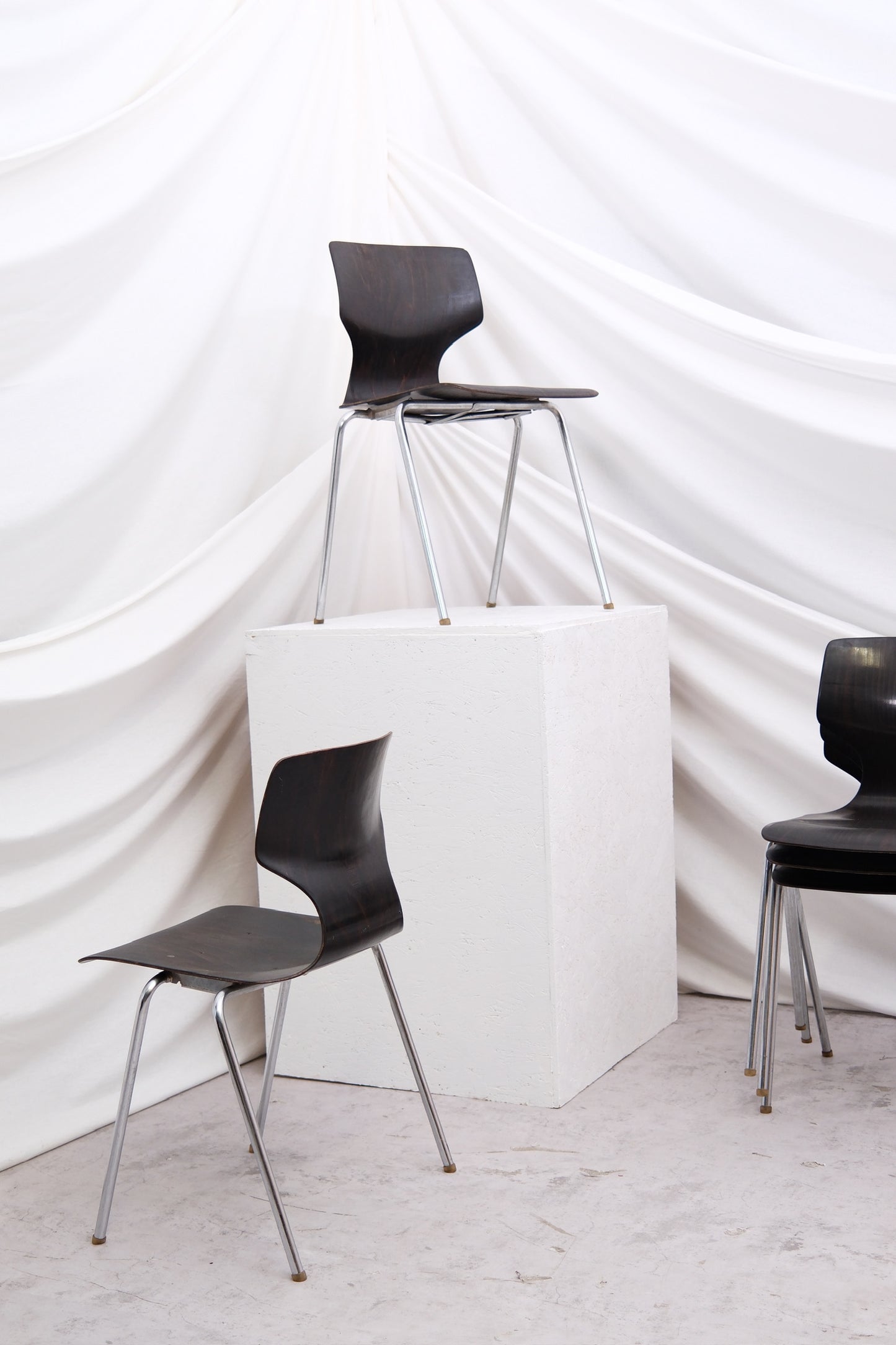 1970s Vintage Chrome and Wood Chairs