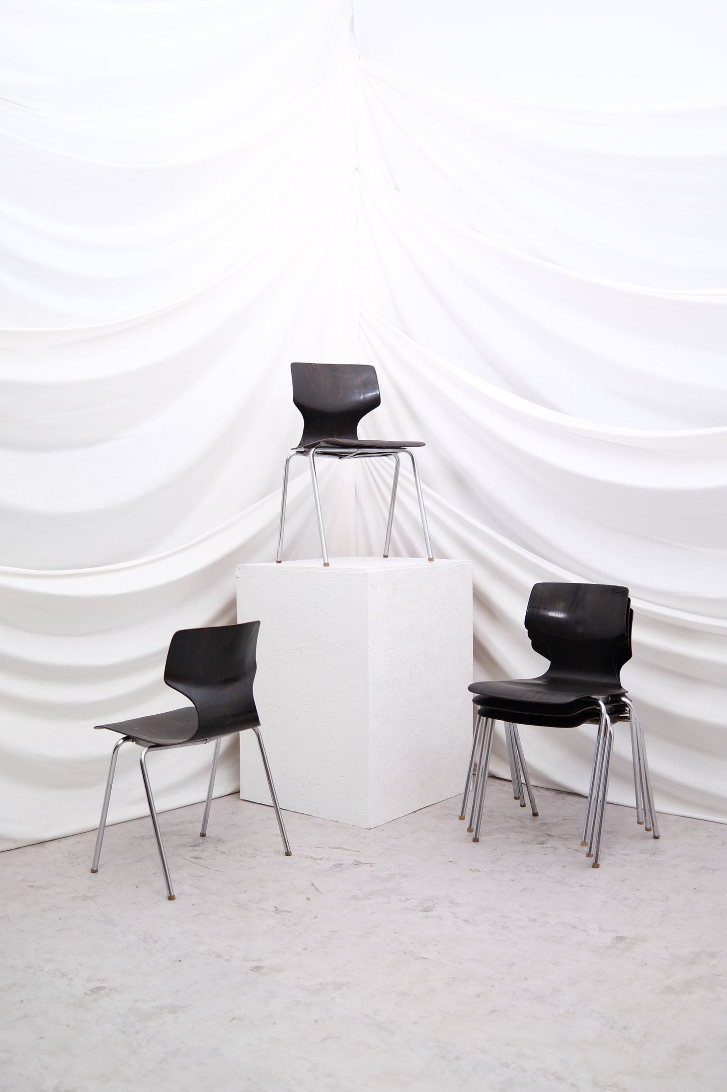 1970s Vintage Chrome and Wood Chairs