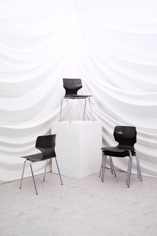 1970s Vintage Chrome and Wood Chairs