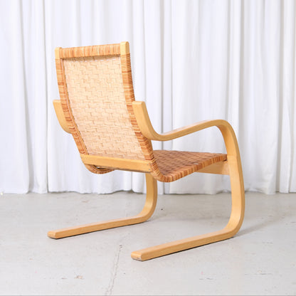 Alvar Aalto 406 Lounge Chairs with Rattan for Artek