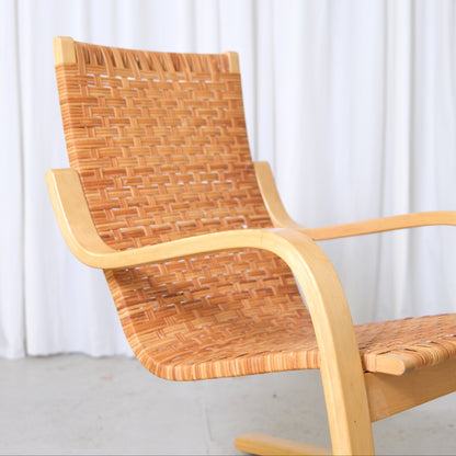Alvar Aalto 406 Lounge Chairs with Rattan for Artek